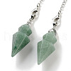 Natural Green Aventurine Pointed Dowsing Pendulums G-K338-12P-08-2