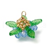 Glass with Round Shell Pearl & Acrylic Charms & Brass Seed Beads Pendants PALLOY-MZ00646-4