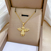Angel 202 Stainless Steel Micro Pave Clear Cubic Zirconia Pendant Necklaces for Women FS-WG8FAC4-01-4