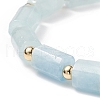 Natural Aquamarine Column Beaded Stretch Bracelet BJEW-JB08596-05-3