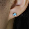 S925 Sterling Silver Synthetic Turquoise Flower Stud Earrings WW6796-2-1