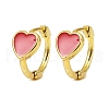 Heart Brass Enamel Hoop Earrings EJEW-S277-03G-4