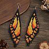 Bohemian Style Handmade Glass Seed Beads Butterfly Wing Tassel Stud Earrings OK8967-2-2
