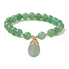 Natural Mixed Gemstone Stretch Bracelets with Teardrop Charms for Women BJEW-JB10110-3