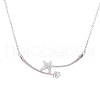 Rhodium Plated 925 Sterling Silver Clear Cubic Zirconia Star Pendant Necklace Making STER-T007-104P-2