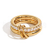Stainless Steel Micro Pave Clear Cubic Zirconia Stacking Finger Rings FS-WGF4BA8-02-5