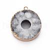 Edge Golden Plated Natural Druzy Agate Pendants G-S359-185-2