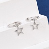 Star 925 Sterling Silver Hoop Earrings for Women EJEW-G427-02P-3