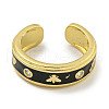 Moth Rack Plating Brass Enamel Open Ring RJEW-F162-08G-01-2