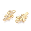 Christmas Theme Brass Micro Pave Clear Cubic Zirconia Charms KK-T073-18G-2