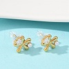 304 Stainless Steel Cubic Zirconia Stud Earrings EJEW-Z110-03G-04-2