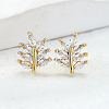 Chic Leaf Brass Stud Earrings ZB9921-1