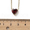 304 Stainless Steel Dark Red Cubic Zirconia Heart Pendant Necklaces for Women NJEW-Z064-04G-5