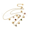304 Stainless Steel Colorful Cubic Zirconia Flat Round & Shell Shaped Bib Necklaces for Women NJEW-U031-08G-01-2