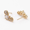 Brass Micro Pave Clear Cubic Zirconia Stud Earrings EJEW-C502-01G-2