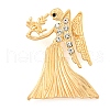 Golden Zinc Alloy with Rhinestone Brooches JEWB-B018-03G-06-1