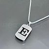 Rectangle with Laser Cut Letter 201 Stainless Steel Initial Pendant Necklaces WGA5E8C-05-1