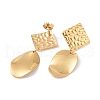 304 Stainless Steel Oval with Rhombus Dangle Stud Earrings for Women EJEW-G328-21-3