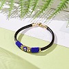 Japanese Seed Column with Evil Eye Beaded Bracelet with Cowhide Cords for Women BJEW-JB09078-01-2
