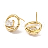 Brass Micro Pave Cubic Zirconia Earrings for Women EJEW-E301-14G-2