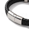 Men's Braided Black PU Leather Cord Bracelets BJEW-K243-28AS-3