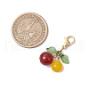 Cherry Natural Carnelian & Rose Quartz & Dyed Malaysia Jade & Dyed Crackle Agate & Green Aventurine & Amethyst & Cat Eye Pendant Decorations HJEW-TA00333-3