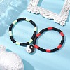 2Pcs 2 Colors Handmade Polymer Clay Beaded Stretch Bracelet Sets BJEW-JB10825-2