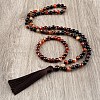 Natural Agate Round Beaded Pendant Necklaces & Bracelets Sets FS-WG9D102-19-1