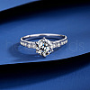Rhodium Plated 925 Sterling Silver Micro Pave Moissanite Finger Rings WG38657-06-1