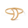 Ion Plating(IP) 201 Stainless Steel Crescent Moon Finger Ring RJEW-J051-37G-2