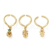 Fruit Theme Brass Micro Pave Cubic Zirconia Open Cuff Rings for Women RJEW-U057-07G-4