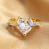 Brass Pave Cubic Zirconia Adjustable Cuff Rings for Women JI1426-1