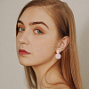 FIBLOOM 4 Pairs 4 Colors Alloy Enamel Flat Round Dangle Stud Earrings for Women EJEW-FI0002-65-6