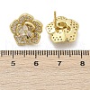 Flower Brass Micro Pave Clear Cubic Zirconia Stud Earrings X-EJEW-M082-19G-4