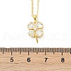 925 Sterling Silver Pave Clear Cubic Zirconia Clover Pendant Necklaces for Women NJEW-G168-01G-5