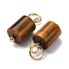 Natural Mixed Gemstone Column Charms with 304 Stainless Steel Jump Rings G-Q032-01-2