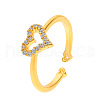 Heart Brass Micro Pave Clear Cubic Zirconia Cuff Rings for Women FS-WGAC8CD-02-2