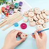 Olycraft 32Pcs 2 Style Schima Wood Vehicle Wheels and 20Pcs 2 Style Schima Wood Sticks DIY-OC0004-21-3