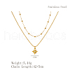 Stainless Steel Pave Clear Cubic Zirconia Star Pendant Double Layer Necklaces for Women's Daily Wear HB1579-2-2