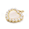 Brass Pave Natural Shell Pendants KK-U066-13G-2