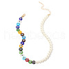 Evil Eye Resin and Plastic Imitation Pearl Round Beaded Necklaces for Women FS-WG93D78-01-5