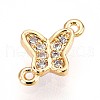 Brass Micro Pave Clear Cubic Zirconia Connector Charms KK-T075-29G-1