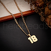 Beebeecraft 1Pc 304 Stainless Steel Figaro Chain Number Pendant Necklaces NJEW-BBC0001-28B-G-4
