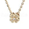 Brass Micro Pave Clear Cubic Zirconia Clover Pendant Necklaces NJEW-JN05261-02-2