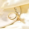 Bowknot 304 Stainless Steel Rhinestone Cuff Rings for Women RJEW-A058-01B-G-5