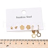 304 Stainless Steel Rhinestone Flower & Round Earring Sets EJEW-Z098-12G-5