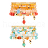   2 Sets 2 Style Natural Dyed Malaysia Jade & Agate & Glass Seed Beaded Stretch Bracelets Set BJEW-PH0004-29-1