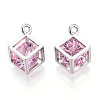 Brass Micro Pave Cubic Zirconia Charms KK-N264-02A-P-1