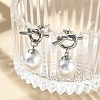 304 Stainless Steel Plastic Imitation Pearl Round Dangle Stud Earrings EJEW-V008-02P-3