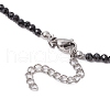 Faceted Round Natural Black Spinel & Lava Rock Beaded Necklaces NJEW-JN05128-5